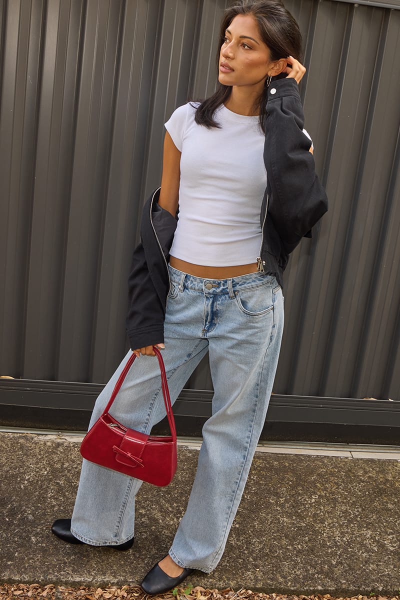 Denim Straight Jean Low Rise Light Wash for Ally Fashion