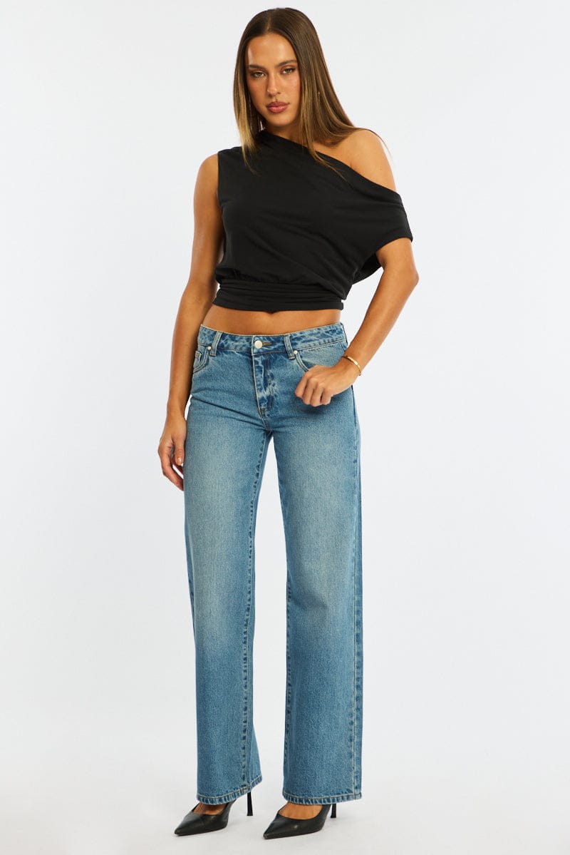 Denim Straight Jean Low Rise Light Wash for Ally Fashion