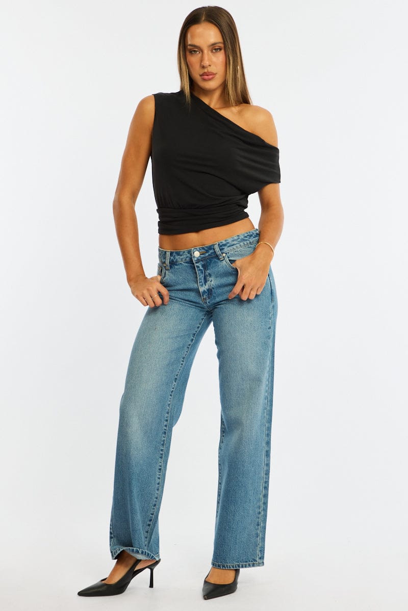 Denim Straight Jean Low Rise Light Wash for Ally Fashion