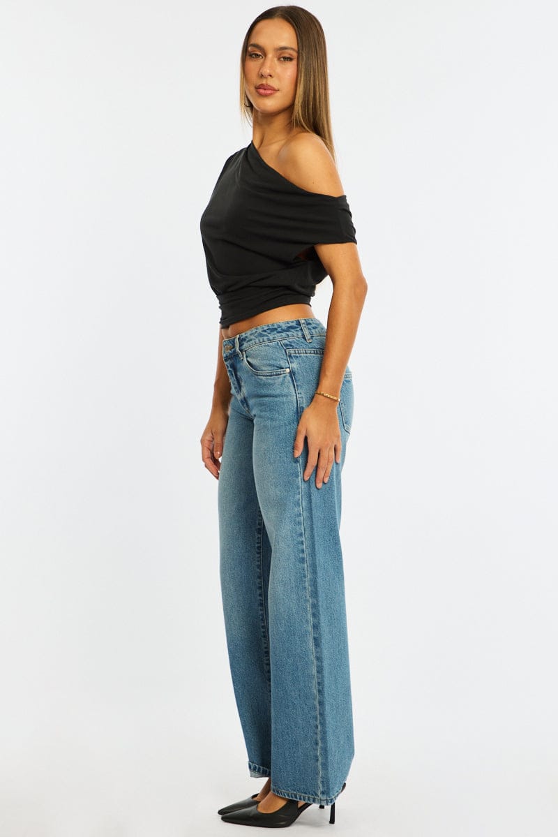 Denim Straight Jean Low Rise Light Wash for Ally Fashion