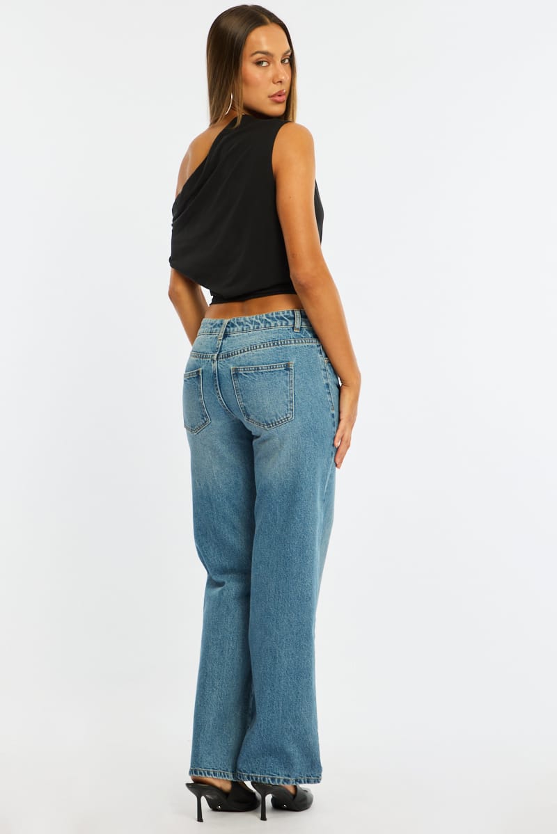 Denim Straight Jean Low Rise Light Wash for Ally Fashion