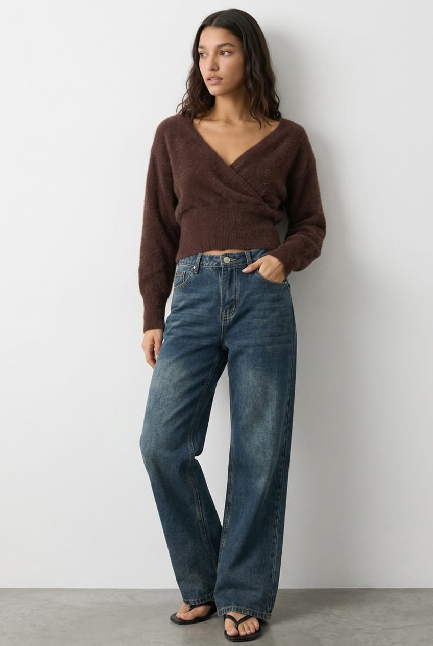 Denim Low-Rise Wide-Leg Diesel Wash from Ally Fashion