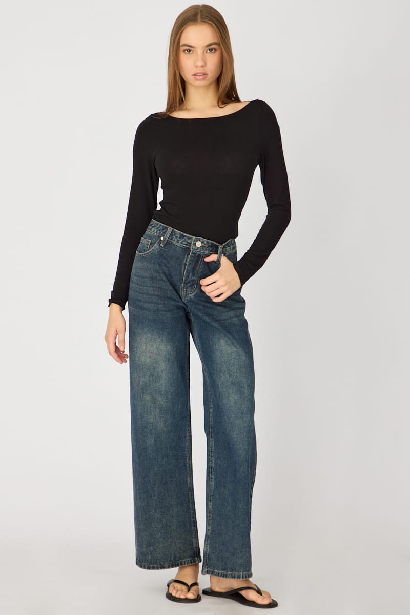 Denim Low Rise Wide Leg Diesel Wash for Ally Fashion