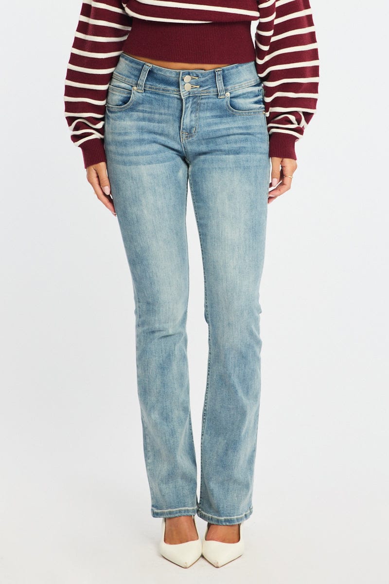 Denim Straight Jeans Low Rise Stretch for Ally Fashion