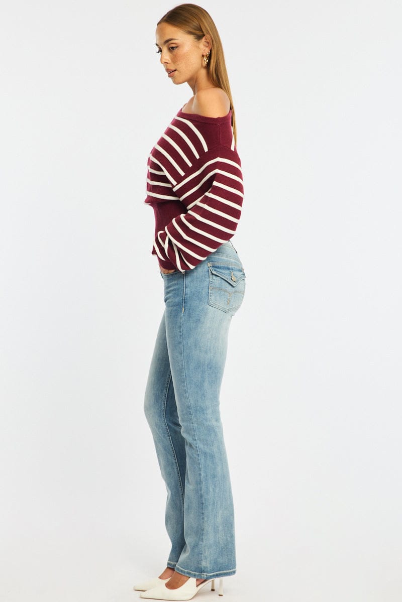 Denim Straight Jeans Low Rise Stretch for Ally Fashion