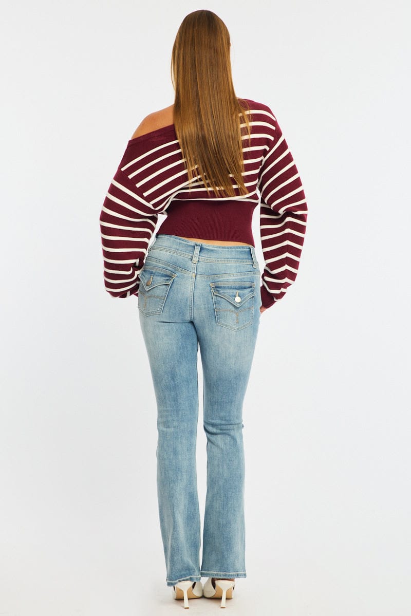 Denim Straight Jeans Low Rise Stretch for Ally Fashion