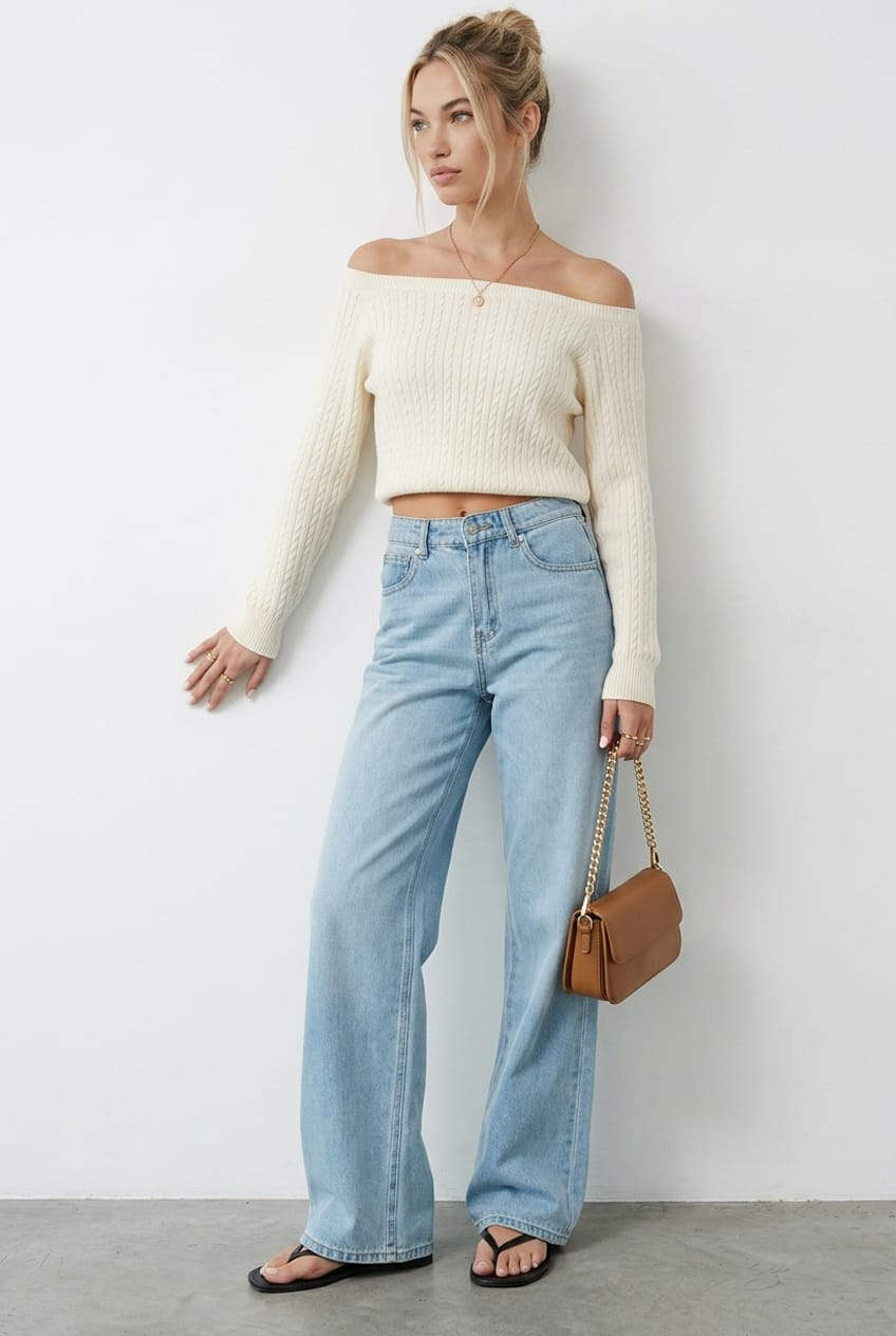 Denim Straight Jean Mid-Rise Light-Wash from Ally Fashion