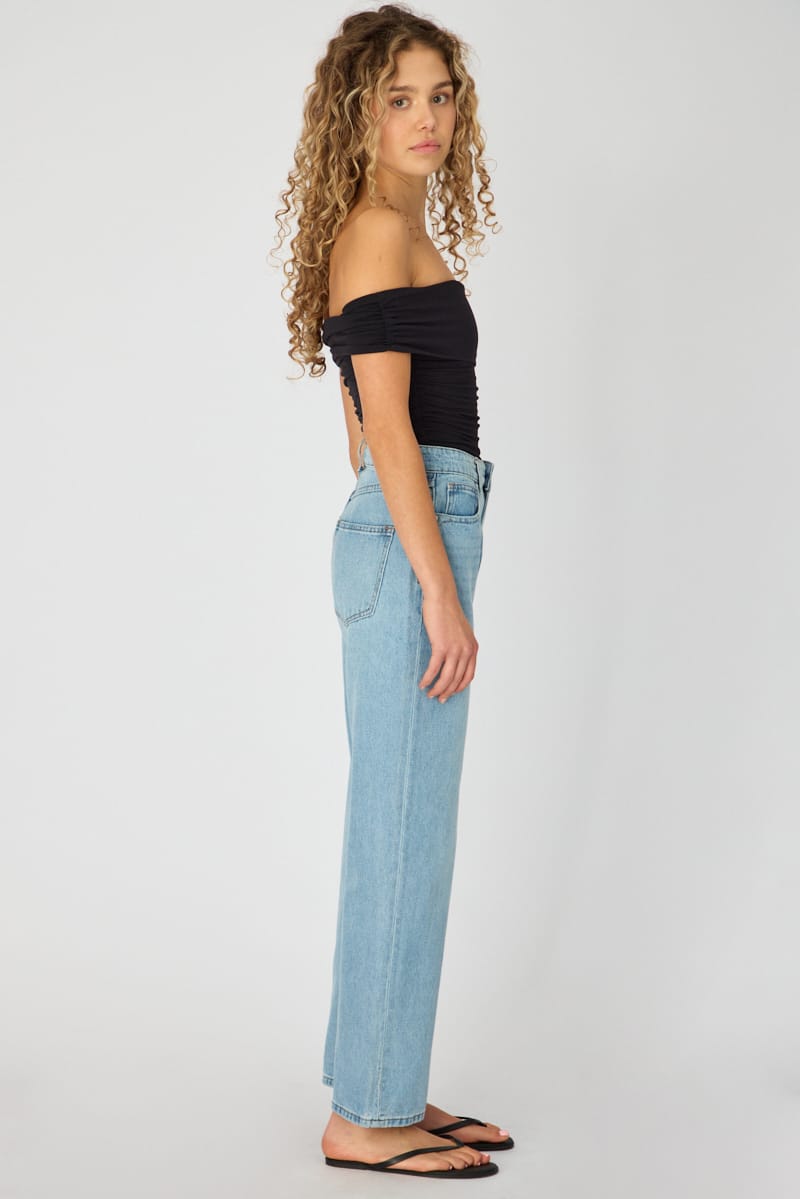 Denim Straight Jean Mid Rise Light Wash for Ally Fashion