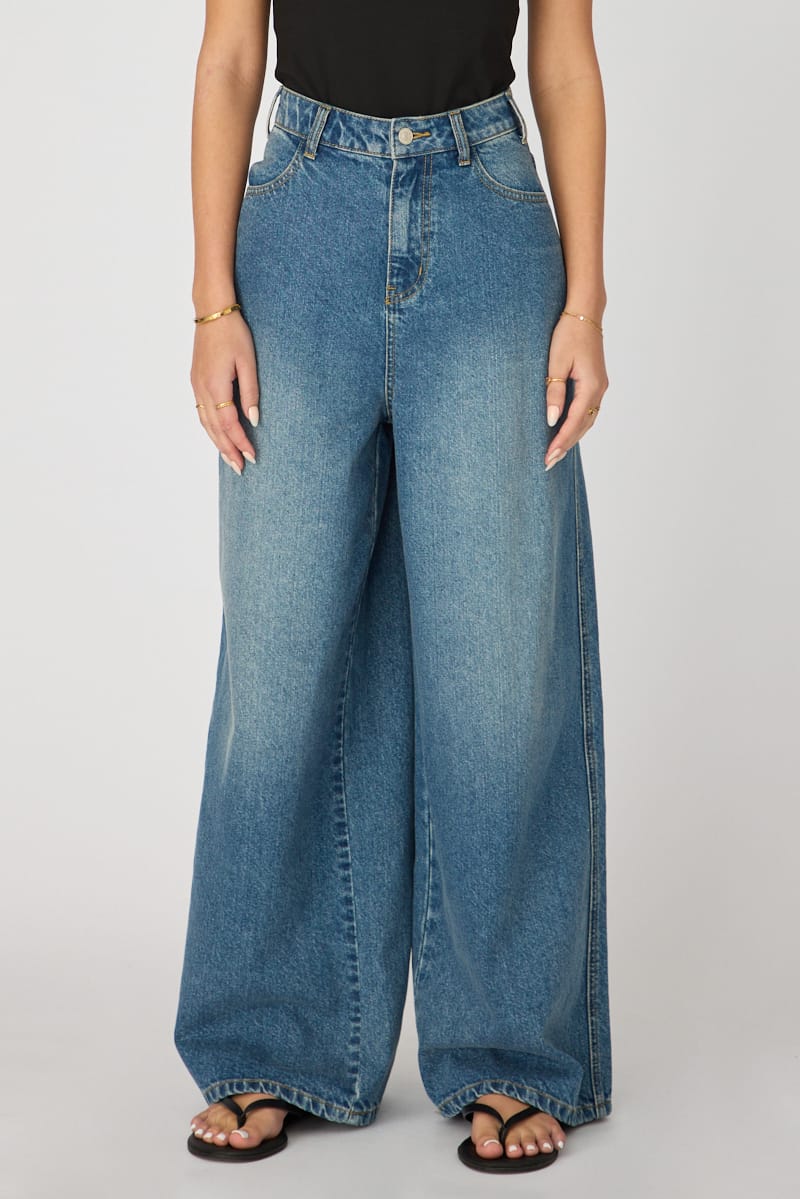 Denim Barrel Leg Jeans Mid Rise for Ally Fashion
