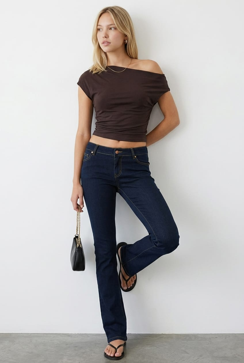 Denim Skinny Jeans Low Rise Cropped Length for Ally Fashion