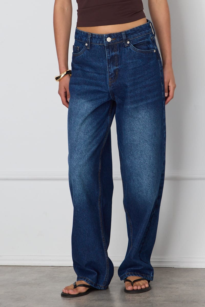 Denim Barrel Leg Jeans Mid Rise Relaxed Fit for Ally Fashion