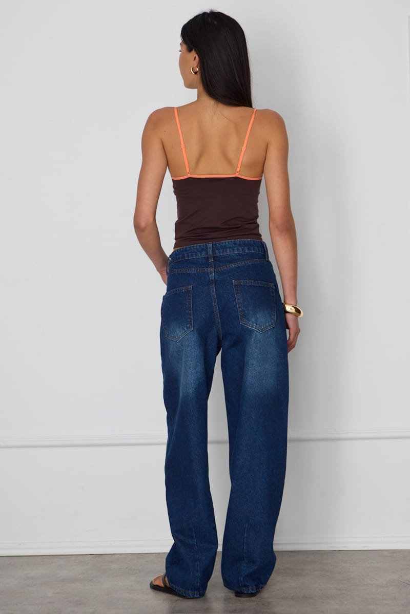 Denim Barrel Leg Jeans Mid Rise Relaxed Fit for Ally Fashion