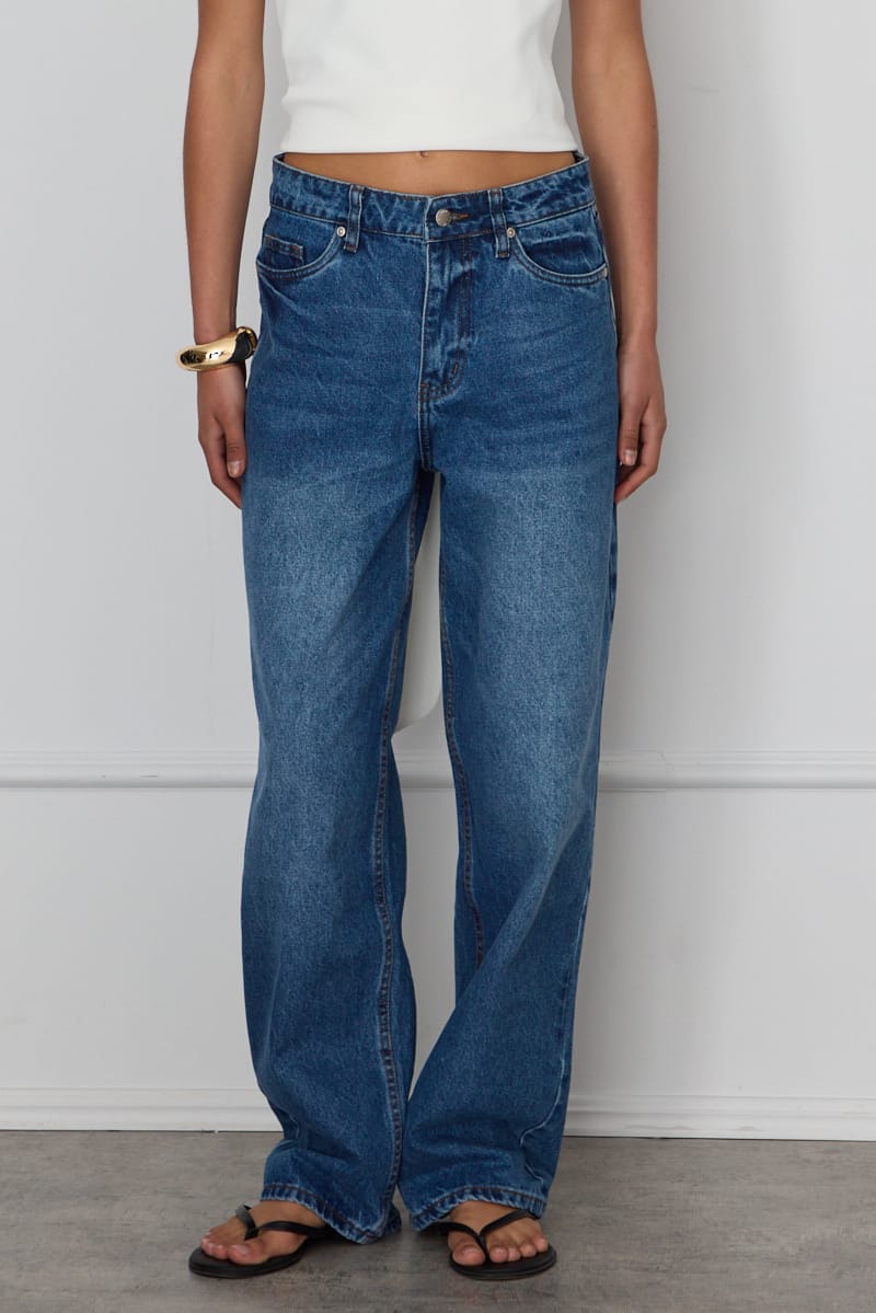 Denim Barrel Leg Jeans Mid Rise Relaxed Fit for Ally Fashion