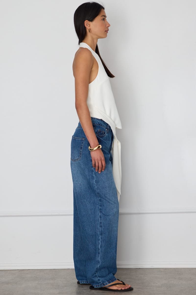 Denim Barrel Leg Jeans Mid Rise Relaxed Fit for Ally Fashion