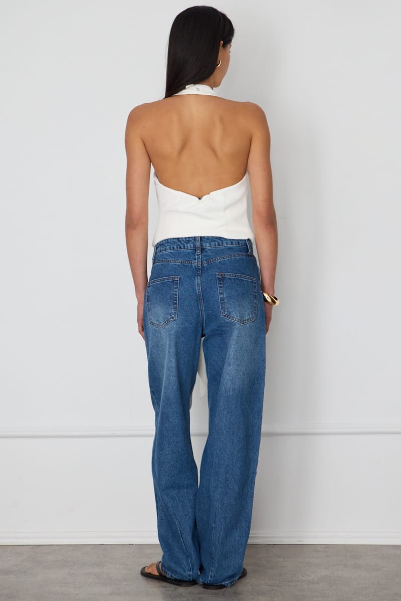 Denim Barrel Leg Jeans Mid Rise Relaxed Fit for Ally Fashion