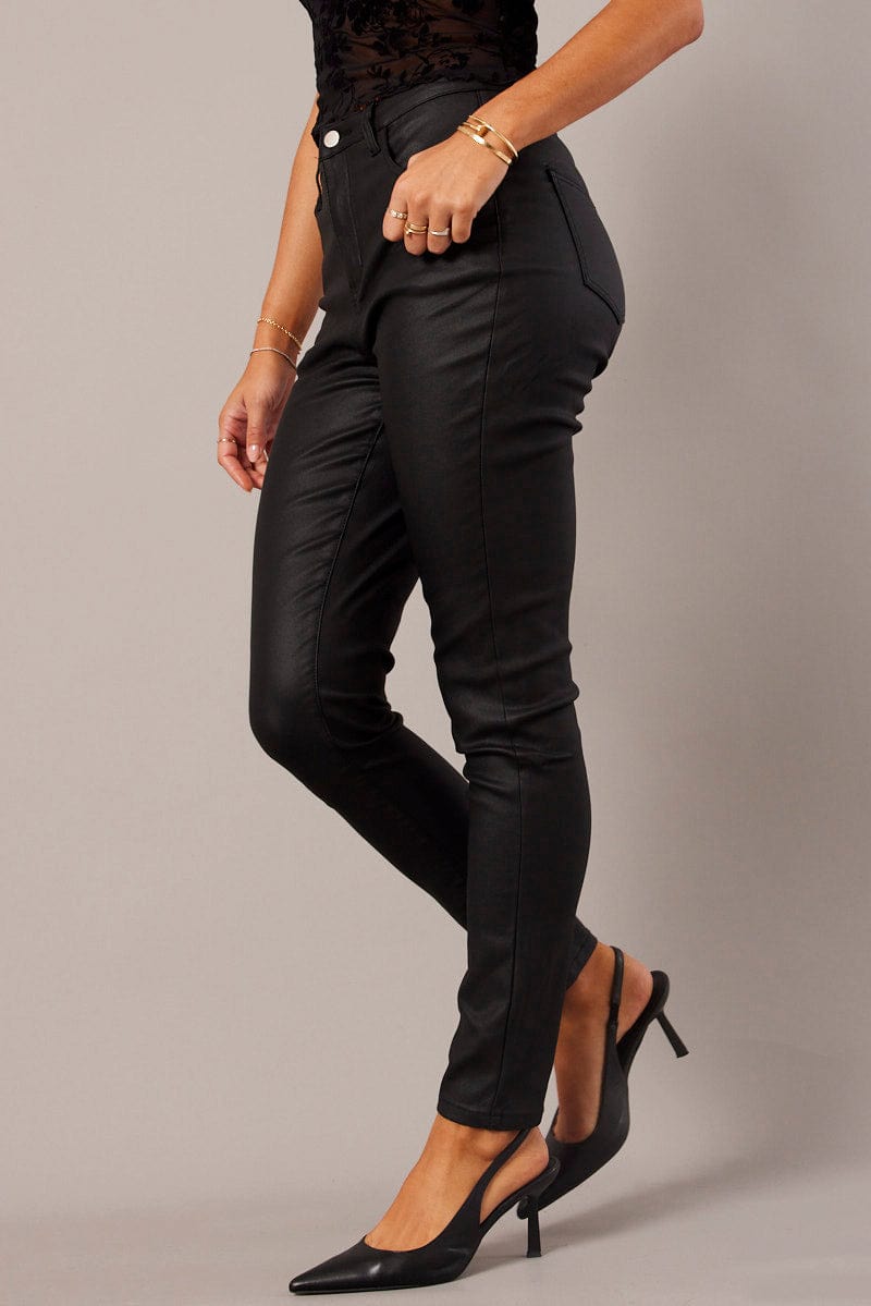 Black Skinny Jean Wet Look for Ally Fashion