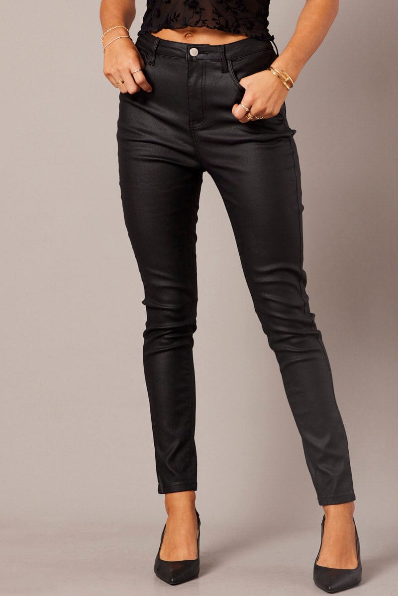 Black Skinny Jean Wet Look for Ally Fashion