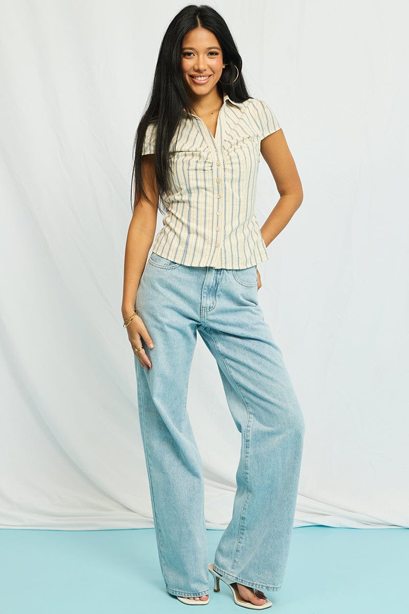 Denim Wide Leg Jeans Mid Rise for Ally Fashion