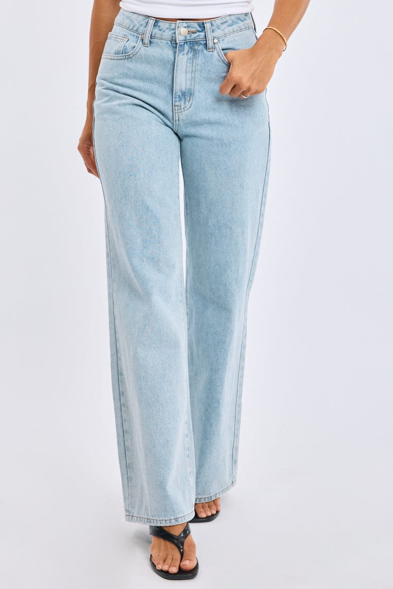 Denim Wide Leg Jeans Mid Rise for Ally Fashion