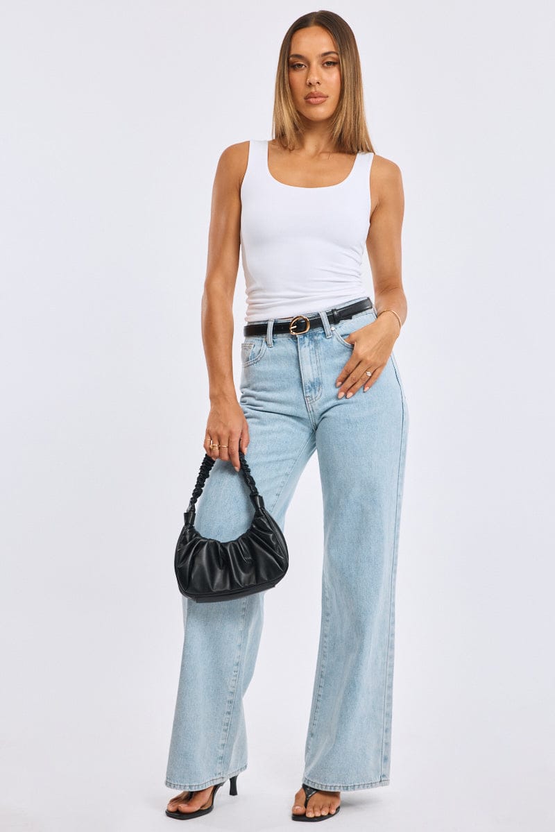 Denim Wide Leg Jeans Mid Rise for Ally Fashion
