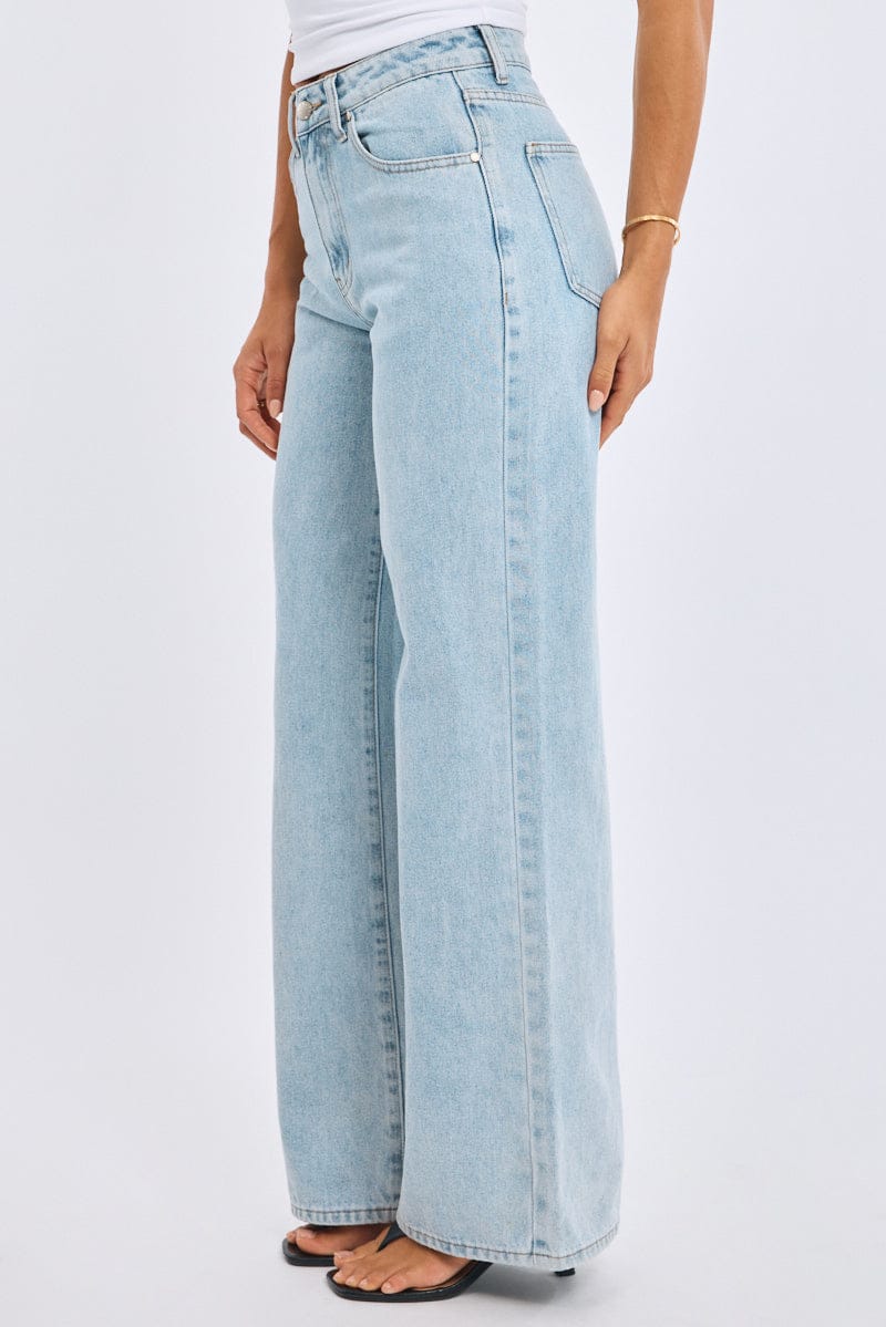 Denim Wide Leg Jeans Mid Rise for Ally Fashion