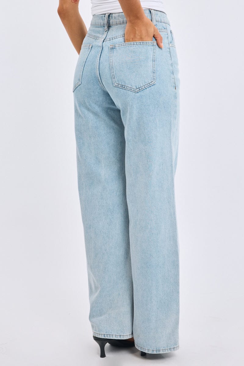 Denim Wide Leg Jeans Mid Rise for Ally Fashion