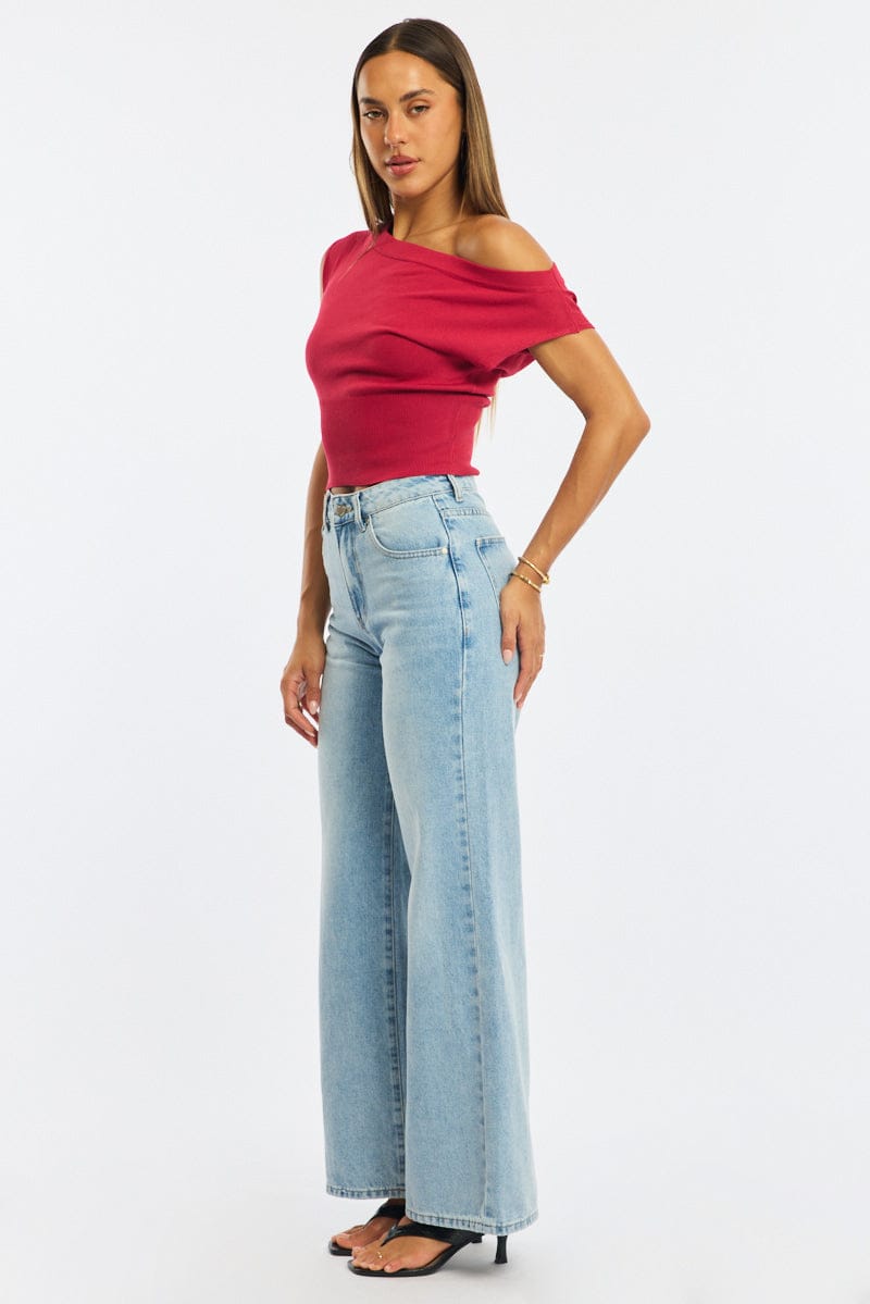 Denim Wide Leg Jeans Mid Rise for Ally Fashion
