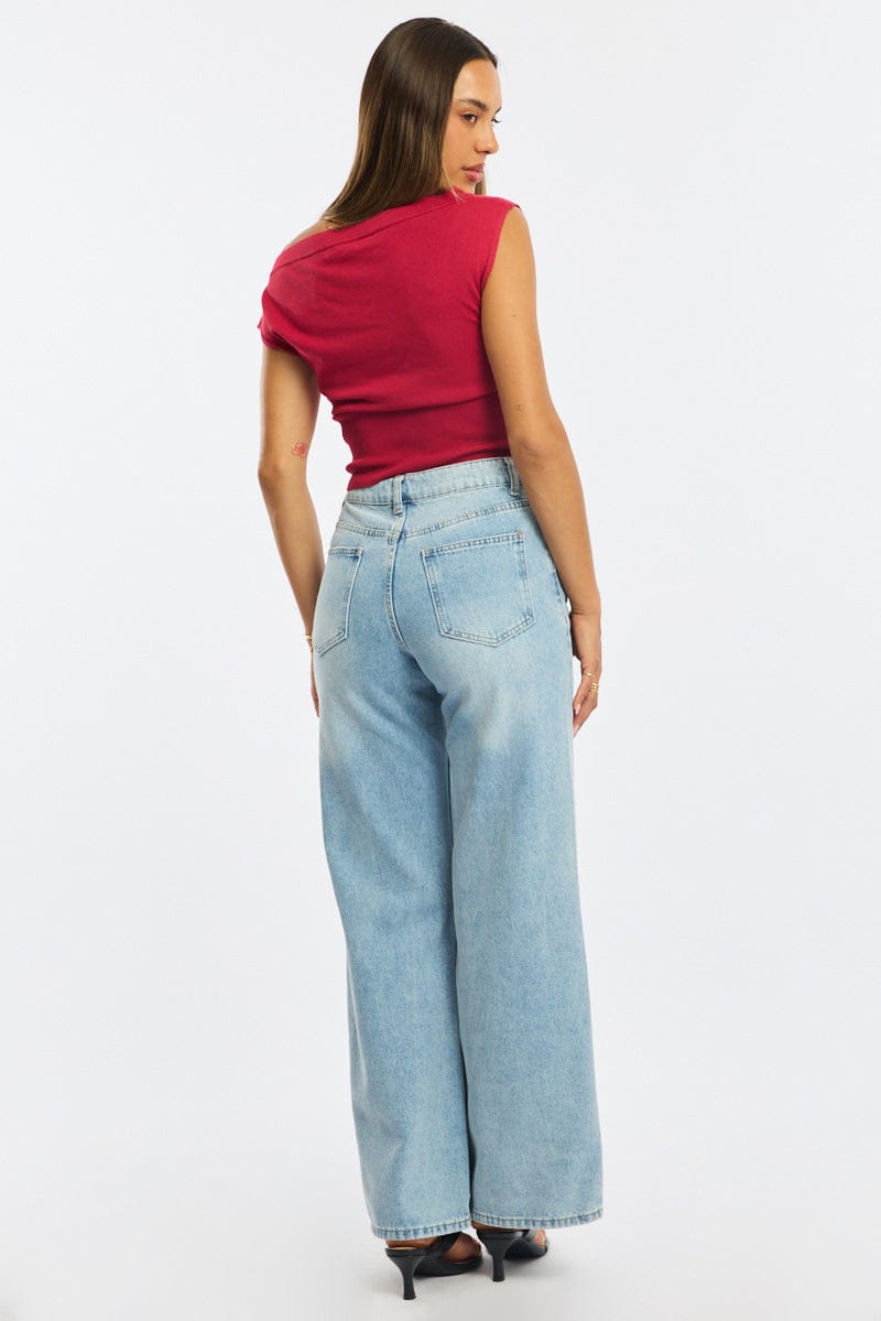 Denim Wide Leg Jeans Mid Rise for Ally Fashion