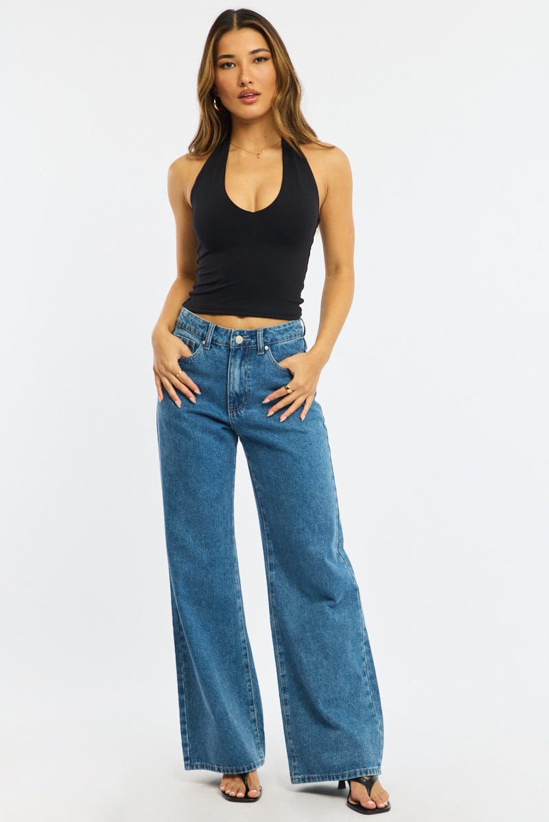 Denim Wide Leg Jeans Mid Rise for Ally Fashion