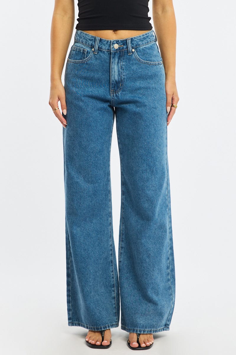 Denim Wide Leg Jeans Mid Rise for Ally Fashion