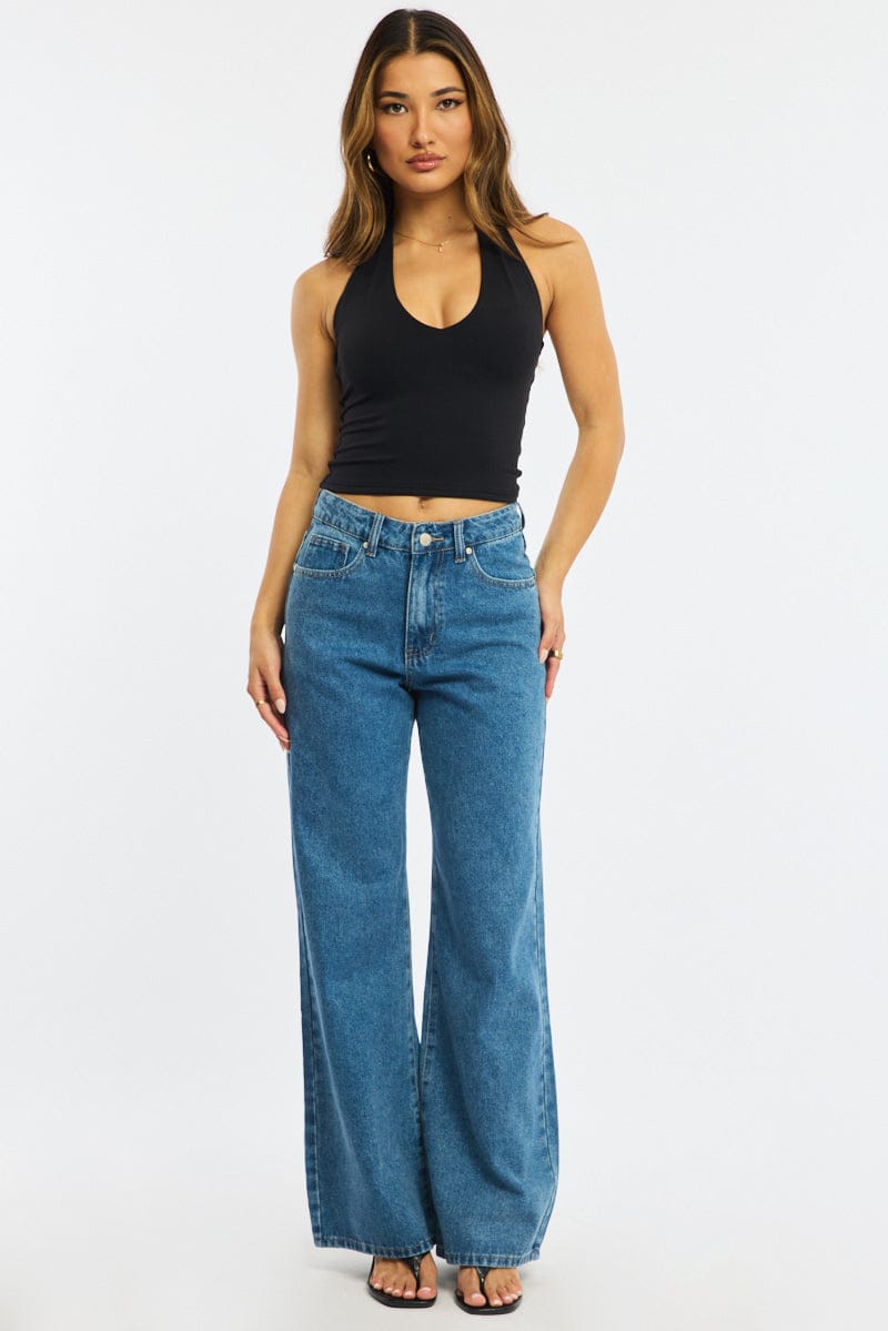 Denim Wide Leg Jeans Mid Rise for Ally Fashion
