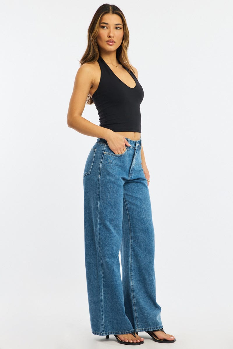 Denim Wide Leg Jeans Mid Rise for Ally Fashion