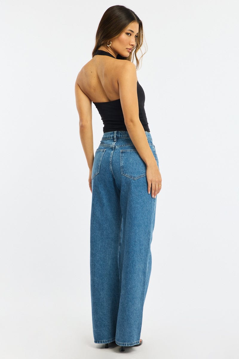 Denim Wide Leg Jeans Mid Rise for Ally Fashion