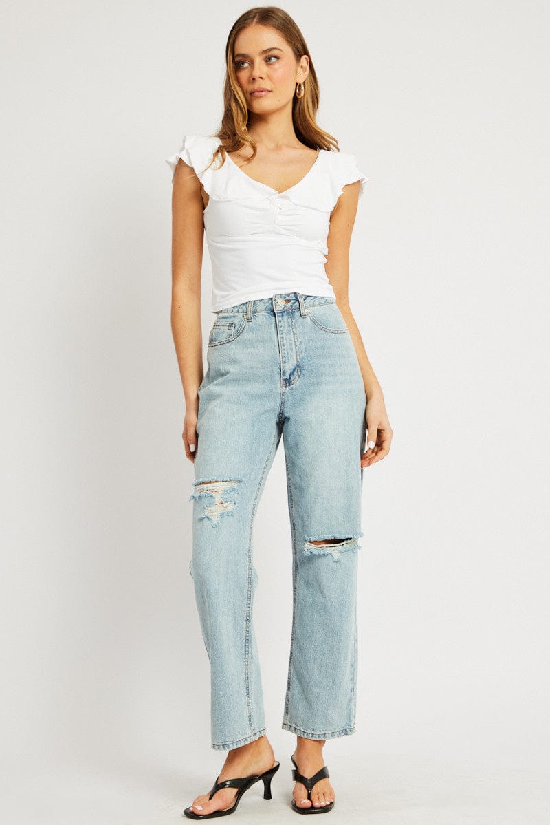 Denim Straight Jean Mid Rise for Ally Fashion