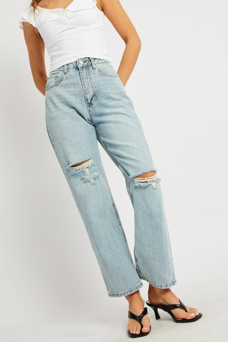 Denim Straight Jean Mid Rise for Ally Fashion