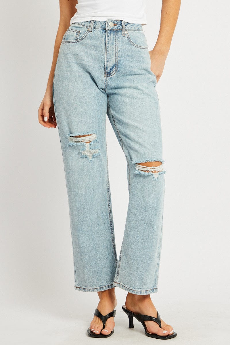 Denim Straight Jean Mid Rise for Ally Fashion