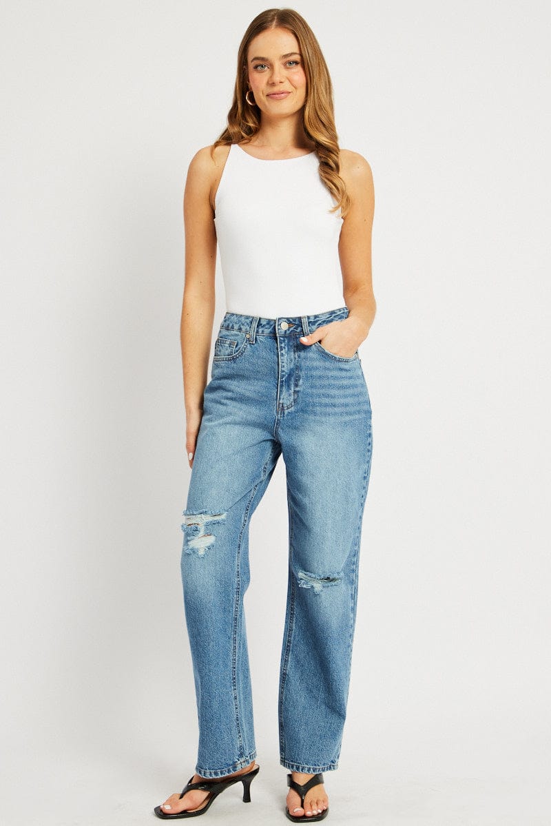 Denim Straight Jean Mid Rise for Ally Fashion