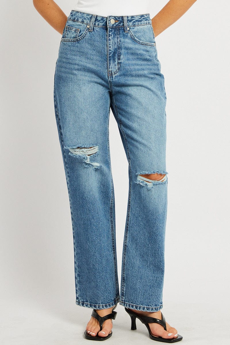 Denim Straight Jean Mid Rise for Ally Fashion