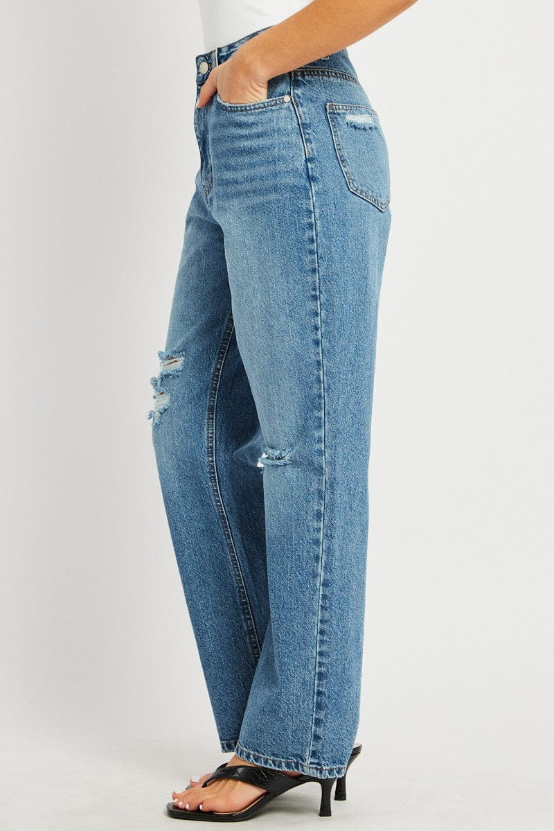 Denim Straight Jean Mid Rise for Ally Fashion