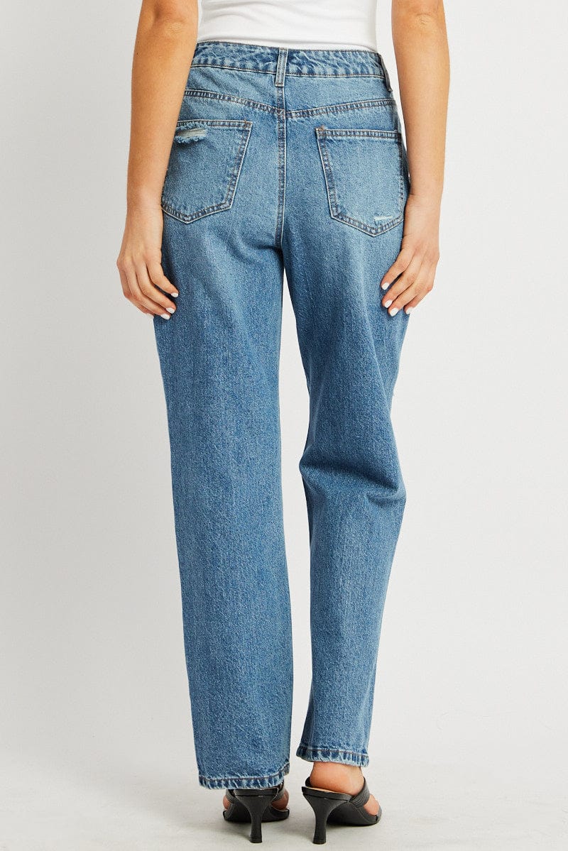 Denim Straight Jean Mid Rise for Ally Fashion