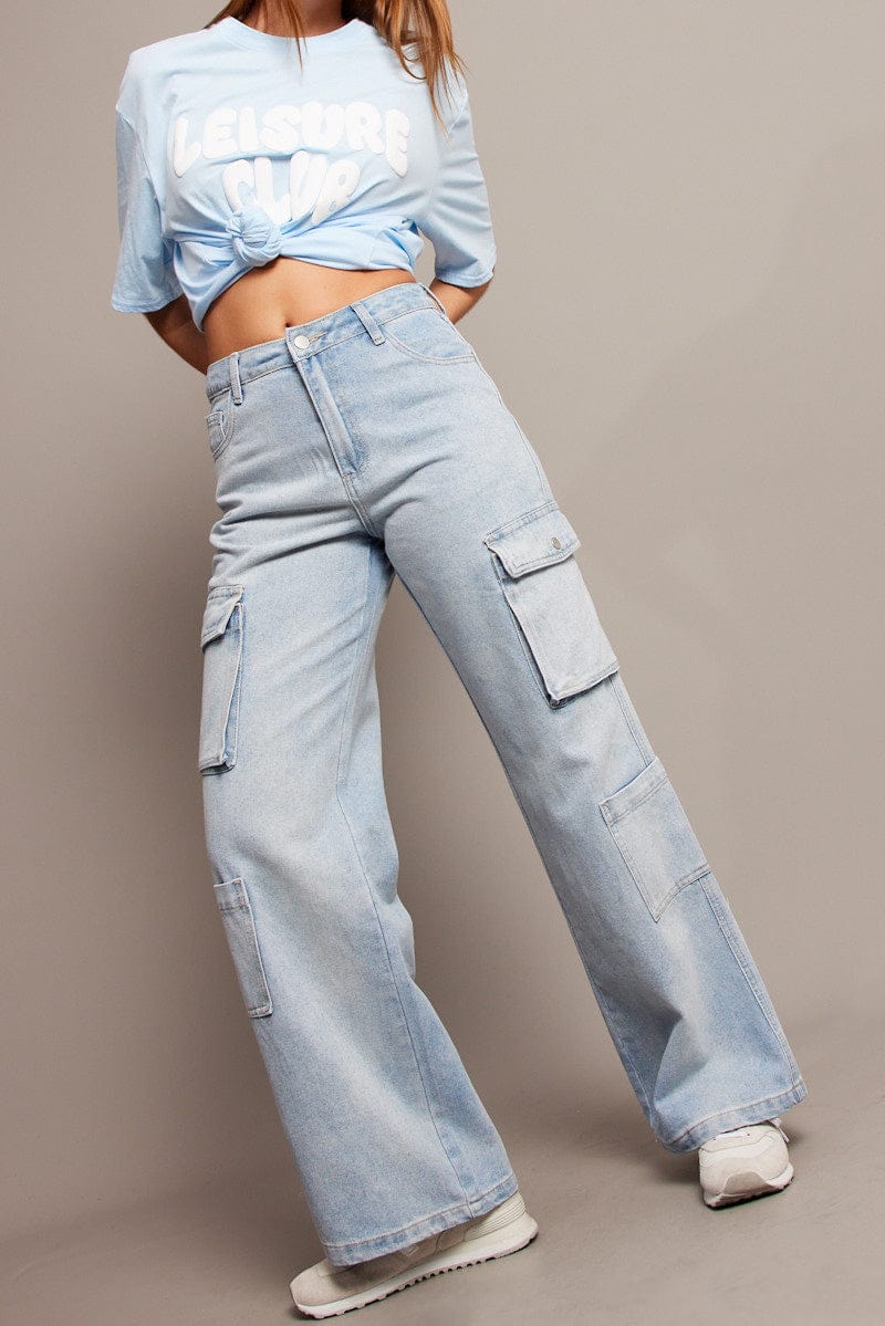 Denim Cargo Jean High Rise for Ally Fashion