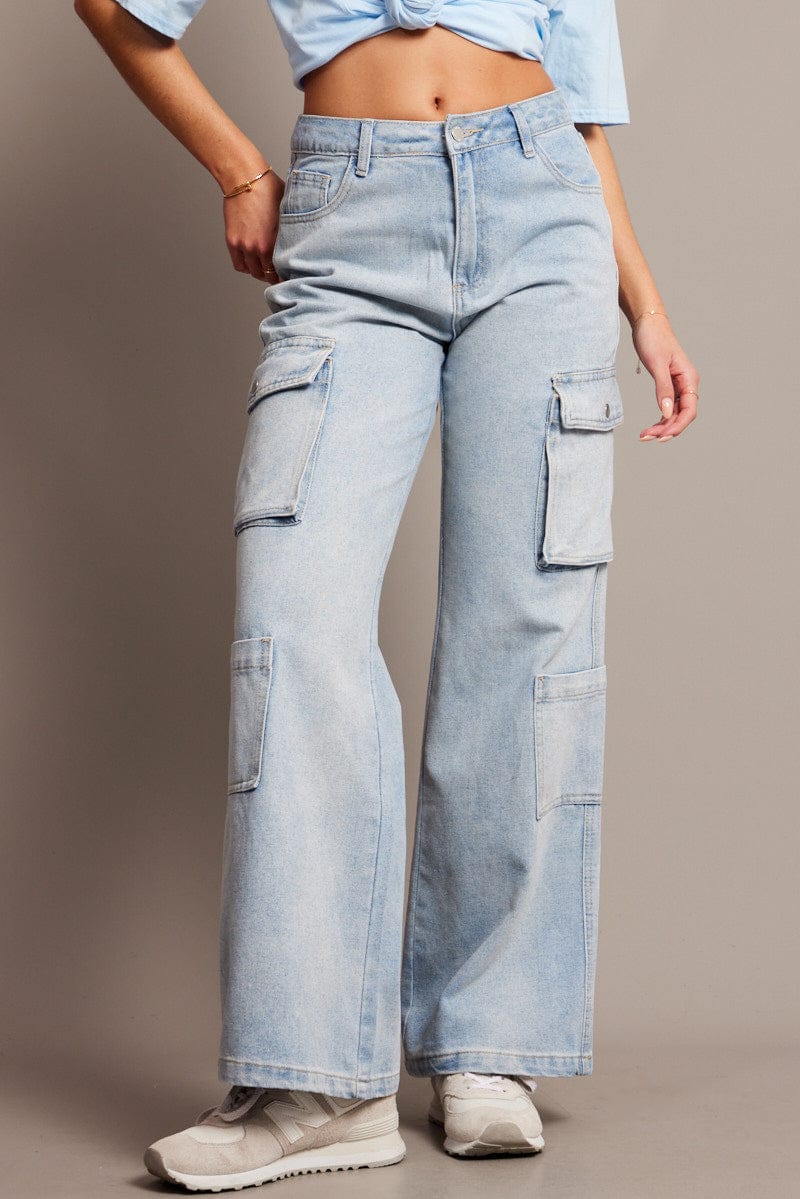 Denim Cargo Jean High Rise for Ally Fashion