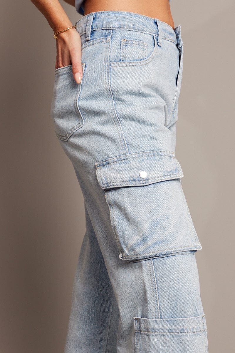 Denim Cargo Jean High Rise for Ally Fashion