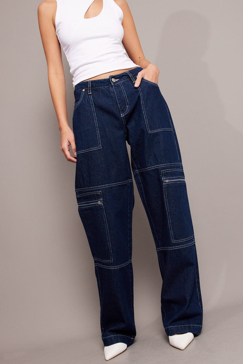 Denim Cargo Jean Mid Rise for Ally Fashion