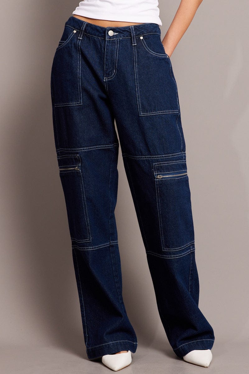 Denim Cargo Jean Mid Rise for Ally Fashion