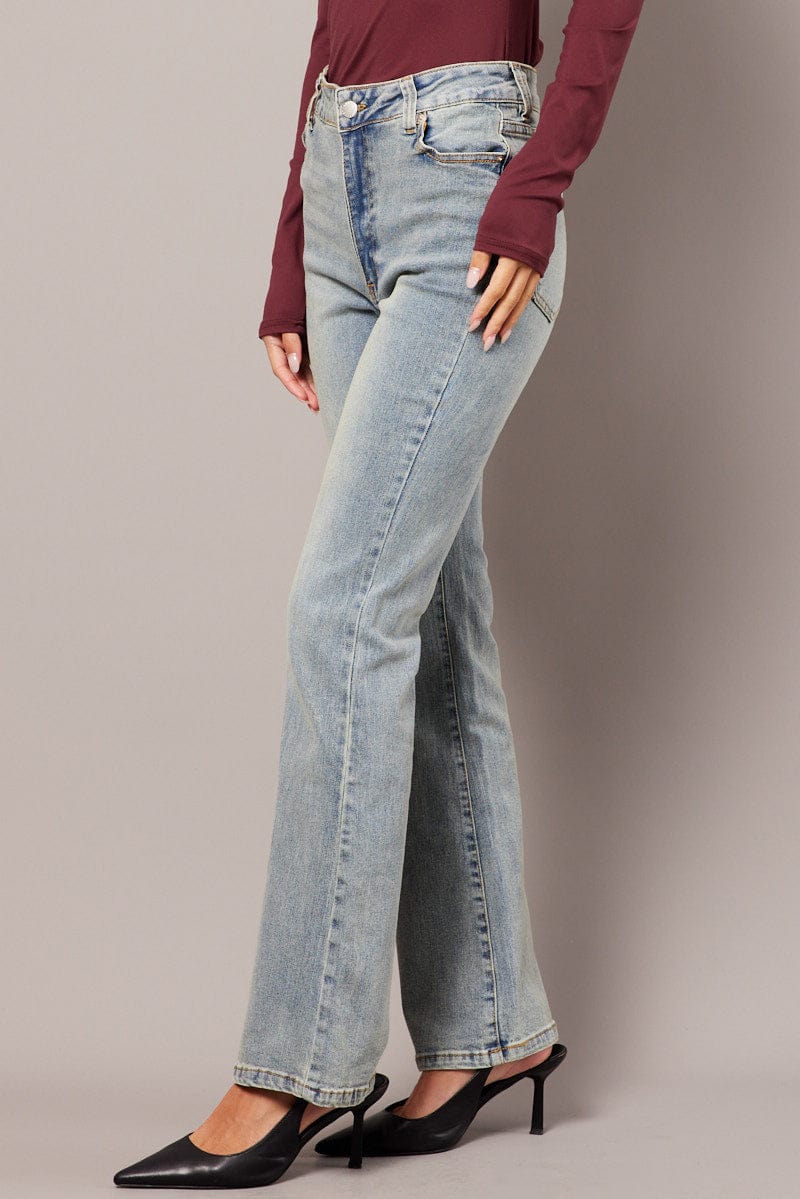 Denim Flare Jean High Rise Belted for Ally Fashion