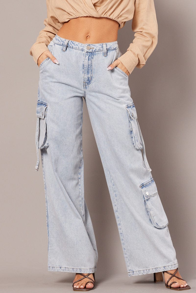 Denim Cargo Jean Mid Rise for Ally Fashion