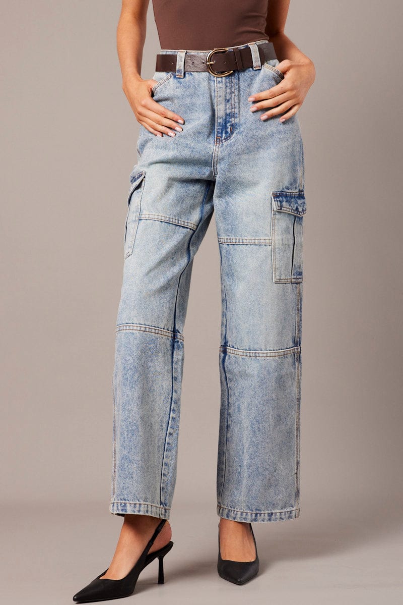 Denim Cargo Jean Mid Rise for Ally Fashion