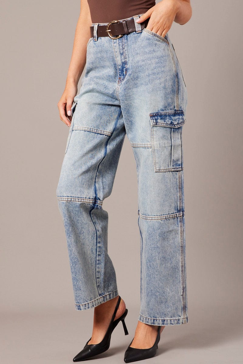 Denim Cargo Jean Mid Rise for Ally Fashion