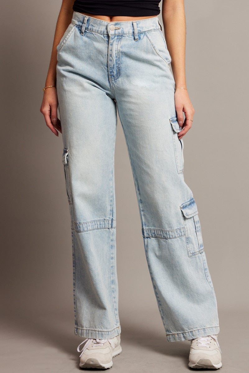 Denim Cargo Jean Mid Rise for Ally Fashion